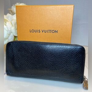 Authentic Louis Vuitton Long Taurillon Black Leather Wallet